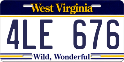 WV license plate 4LE676