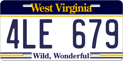 WV license plate 4LE679