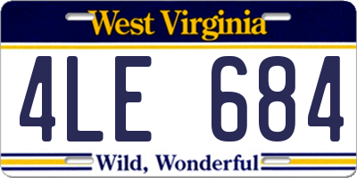 WV license plate 4LE684