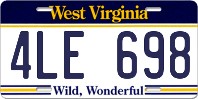 WV license plate 4LE698