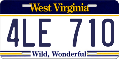 WV license plate 4LE710