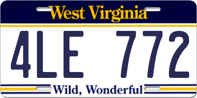 WV license plate 4LE772