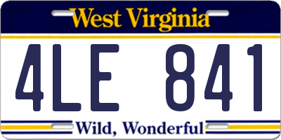 WV license plate 4LE841