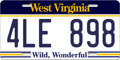 WV license plate 4LE898
