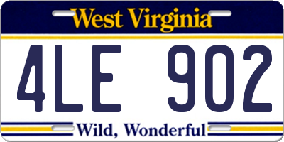 WV license plate 4LE902