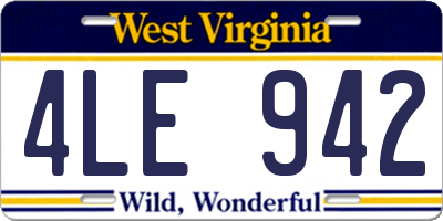 WV license plate 4LE942