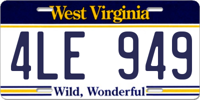 WV license plate 4LE949