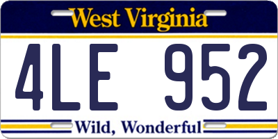 WV license plate 4LE952