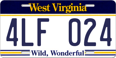 WV license plate 4LF024