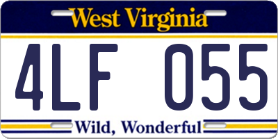 WV license plate 4LF055