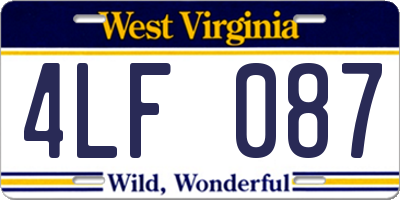 WV license plate 4LF087