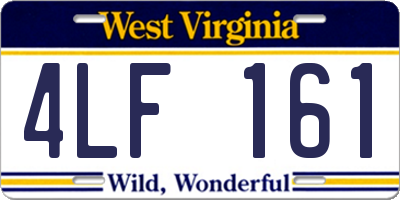 WV license plate 4LF161