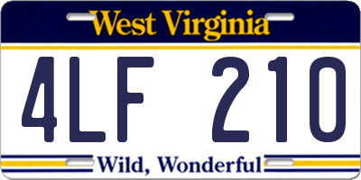 WV license plate 4LF210