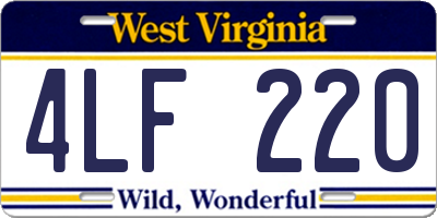 WV license plate 4LF220
