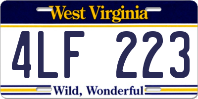 WV license plate 4LF223