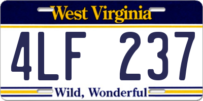 WV license plate 4LF237