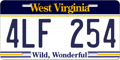 WV license plate 4LF254