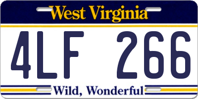 WV license plate 4LF266
