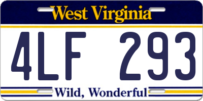 WV license plate 4LF293