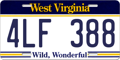 WV license plate 4LF388