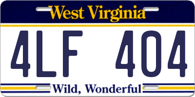 WV license plate 4LF404
