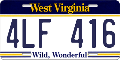 WV license plate 4LF416