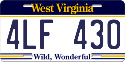 WV license plate 4LF430
