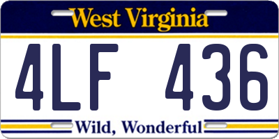 WV license plate 4LF436