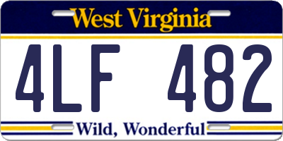 WV license plate 4LF482