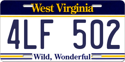 WV license plate 4LF502