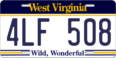 WV license plate 4LF508