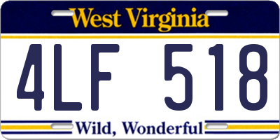 WV license plate 4LF518