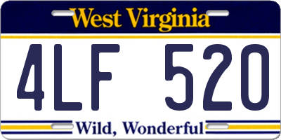 WV license plate 4LF520