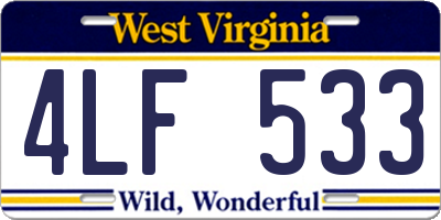 WV license plate 4LF533