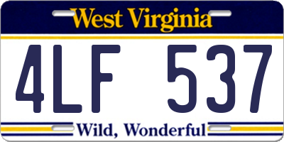 WV license plate 4LF537