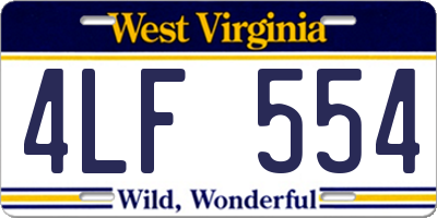 WV license plate 4LF554