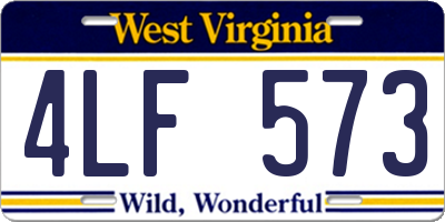 WV license plate 4LF573
