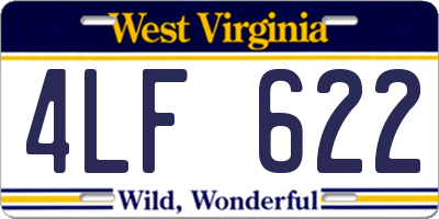 WV license plate 4LF622