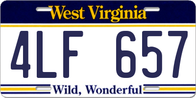 WV license plate 4LF657