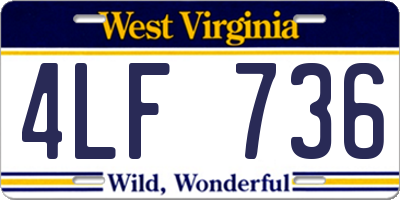 WV license plate 4LF736