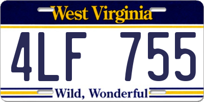 WV license plate 4LF755