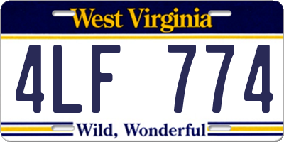 WV license plate 4LF774