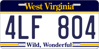 WV license plate 4LF804
