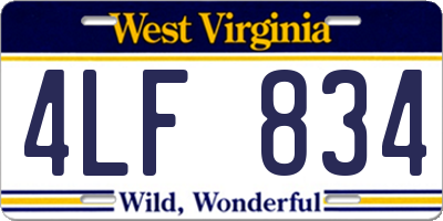 WV license plate 4LF834