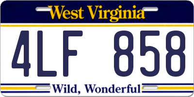WV license plate 4LF858