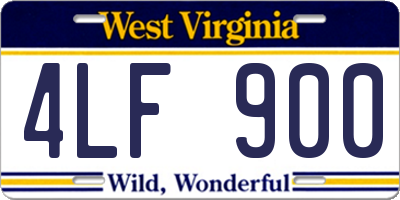 WV license plate 4LF900