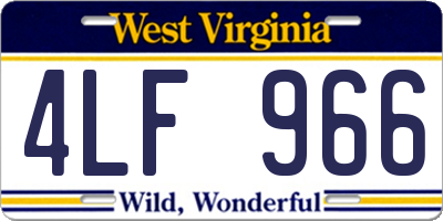 WV license plate 4LF966