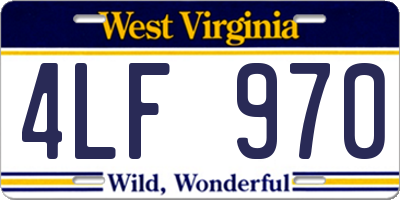 WV license plate 4LF970