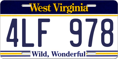 WV license plate 4LF978