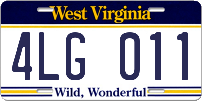 WV license plate 4LG011